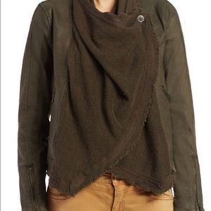 Free People drape front coated jacket. Olive green